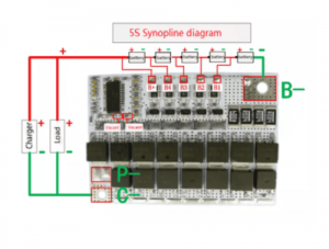 Placa base de circuito de litio, 5S 100A 18V BMS Li-ion LMO, protección de la batería de litio - Imagen 2